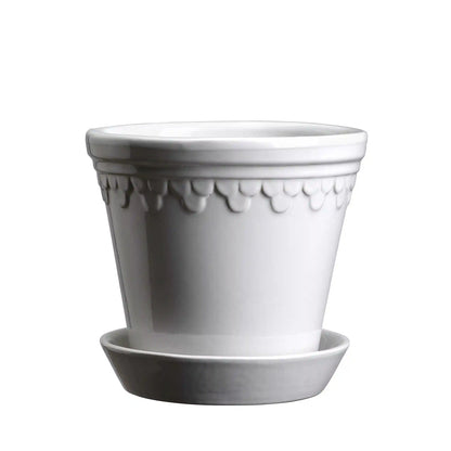 Kobenhavner Glazed Mineral White 16cm Pot with Saucer