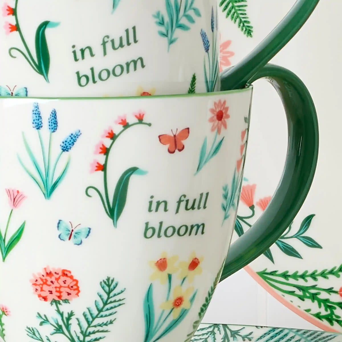 First Blooms Green Mugs, Set of 2