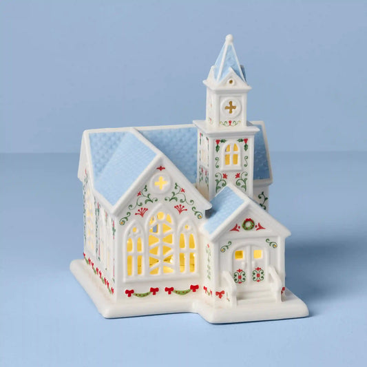 Lenox Holiday Village Lit Christmas Church Figurine