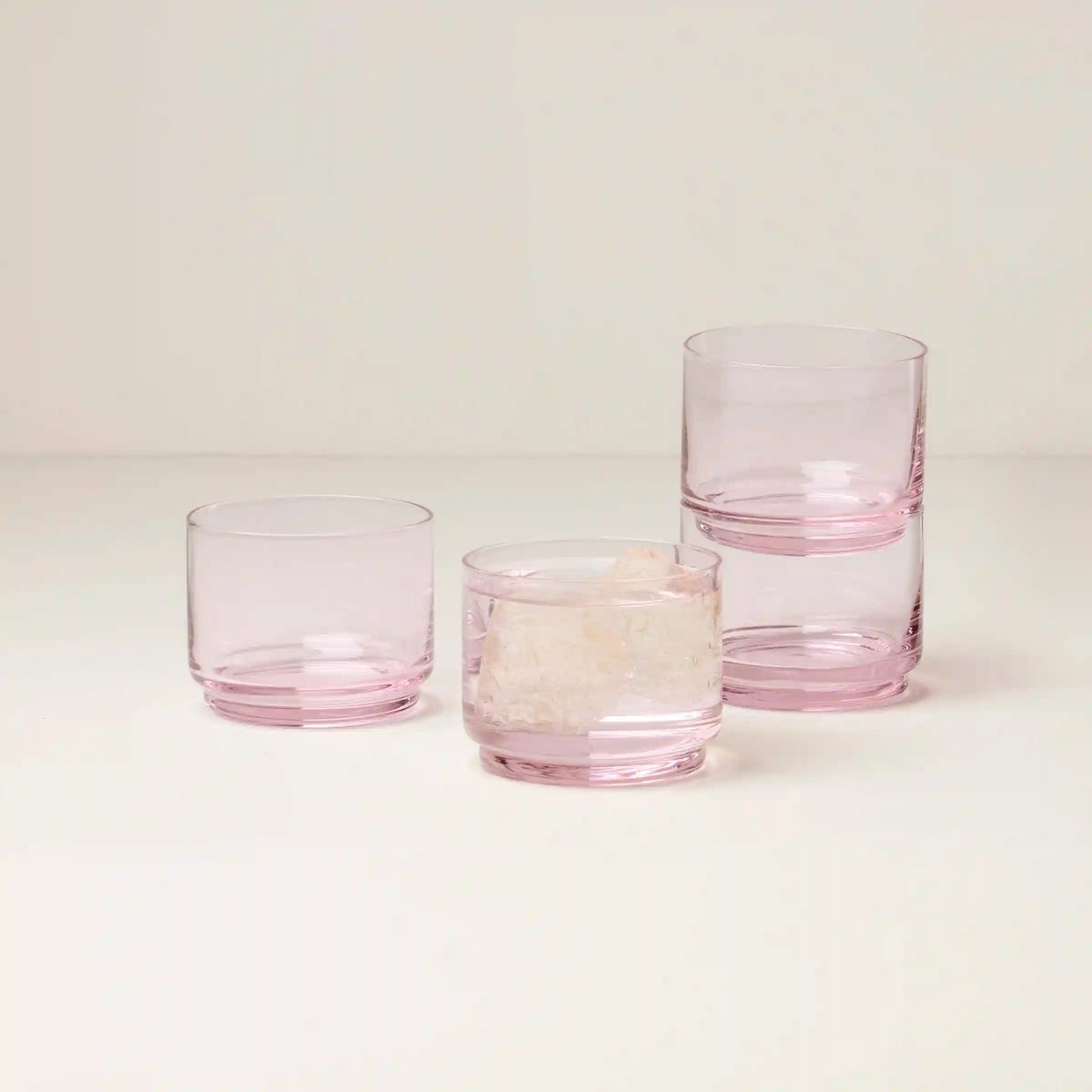 Tuscany Stackable Blush Short Glasses, Set of 4