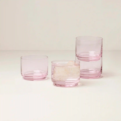 Tuscany Stackable Blush Short Glasses, Set of 4