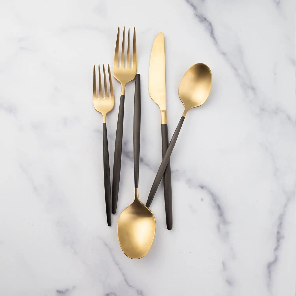 Gaze Black Champagne Satin 20-Piece Flatware Set