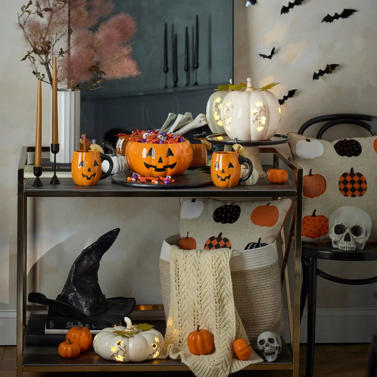 Halloween Figural Pumpkin Mugs, Set of 4