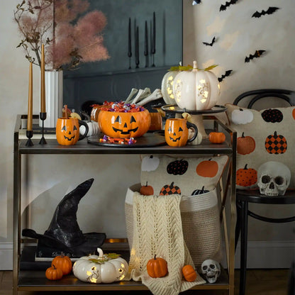 Halloween Figural Pumpkin Mugs, Set of 4