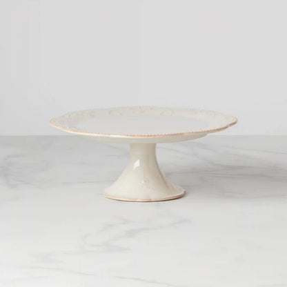 French Perle White Pedestal Cake Plate