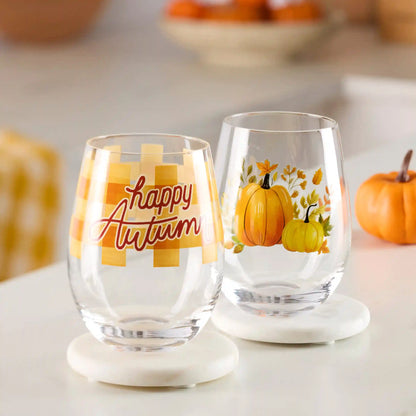 Harvest Stemless Wine, Set of 2