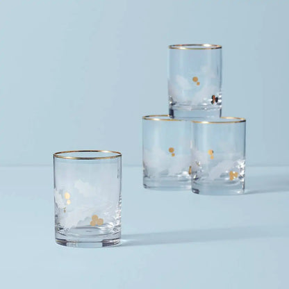Holiday Gold Double Old-Fashioned Glasses, Set of 4