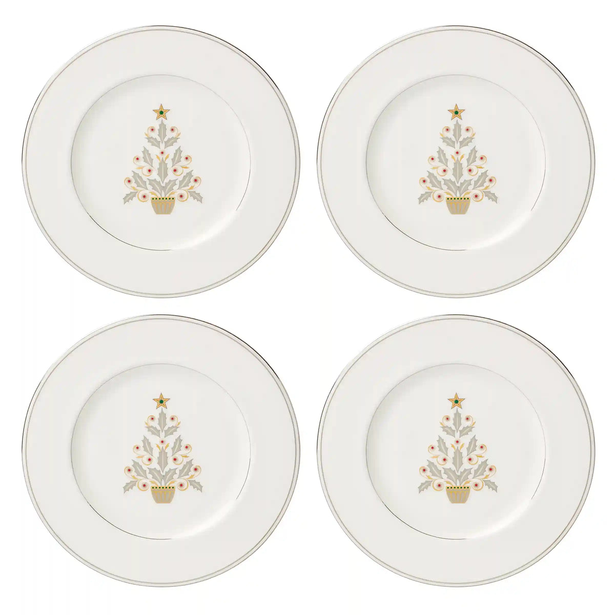 Federal Platinum Tree Accent Plates, Set of 4