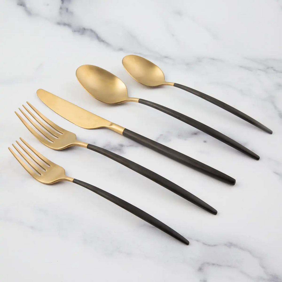 Gaze Black Champagne Satin 20-Piece Flatware Set