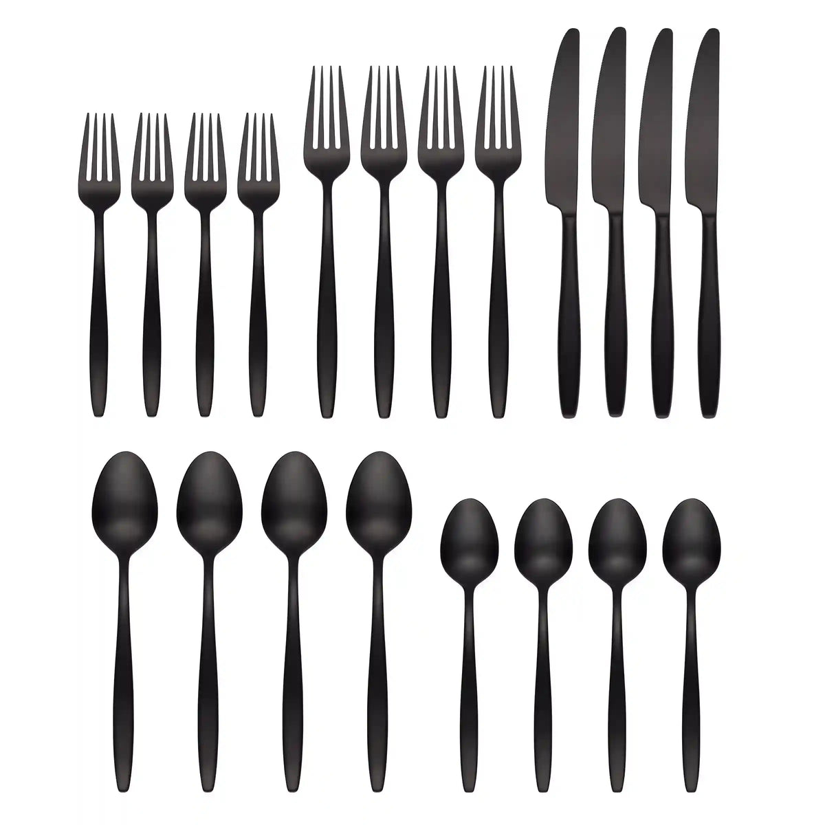 Nylah Black Satin 20-Piece Flatware Set