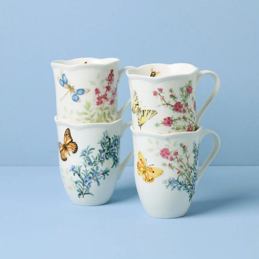 Butterfly Meadow Herbs Mugs, Set of 4
