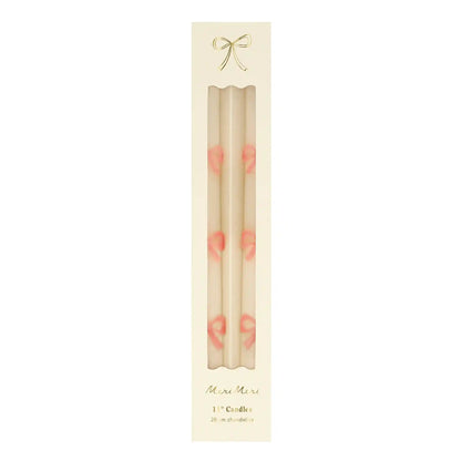 Pink Bow Taper Candles, Set of 2