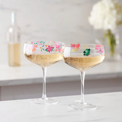 Floral Brights Coupe Glasses, Set of 2