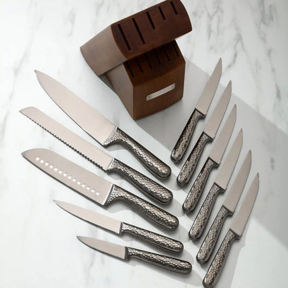 Nero Hammered Titanium 12-Piece Cutlery Block Set