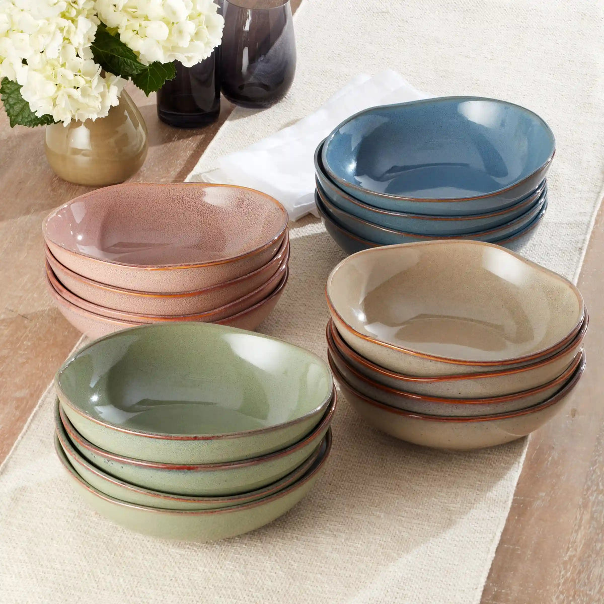 Organic Shades Sage Green Pasta Bowls, Set of 4
