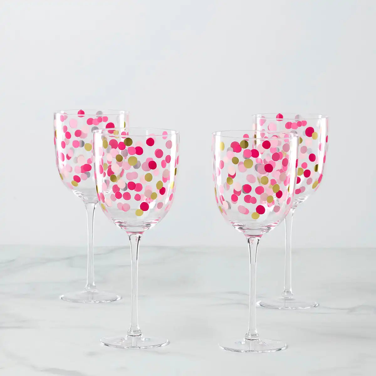 It's Raining Confetti Wine Glasses, Set of 4