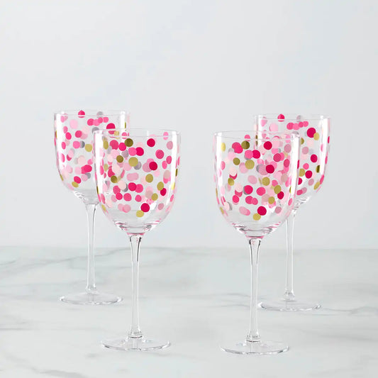 It's Raining Confetti Wine Glasses, Set of 4