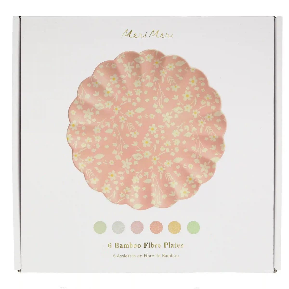 Floral Assorted Bamboo Large Plates, Set of 6