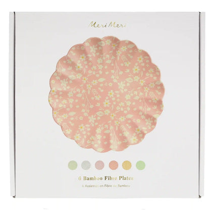 Floral Assorted Bamboo Large Plates, Set of 6
