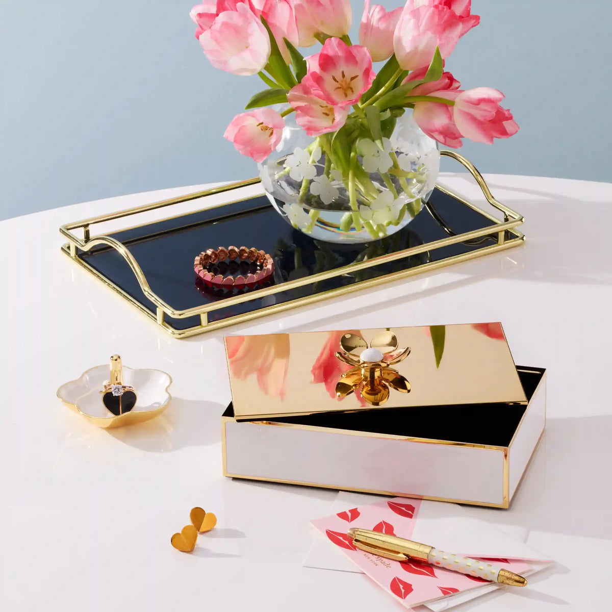 Make It Pop Navy Glass Vanity Tray