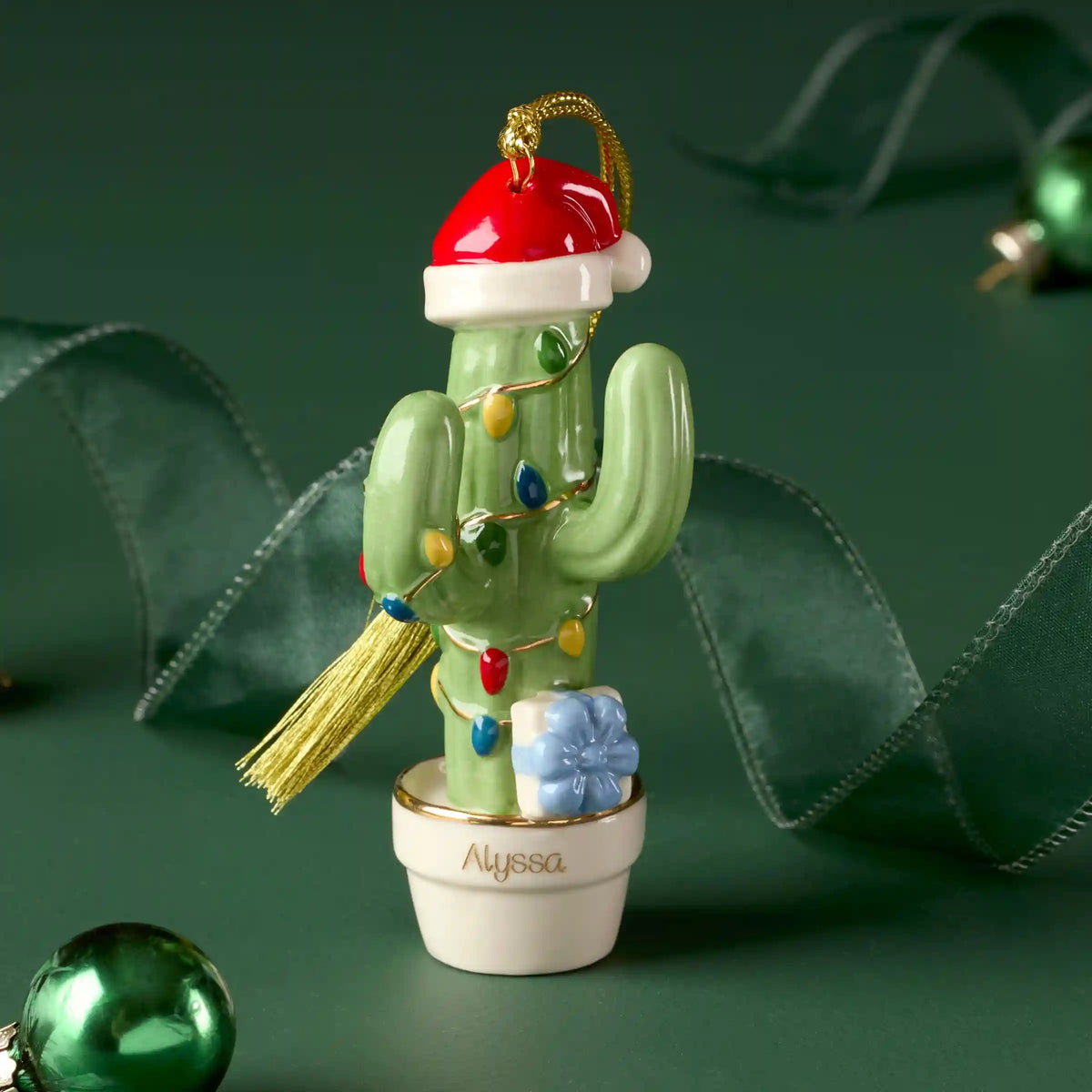 Personalized Christmas Cactus Ornament