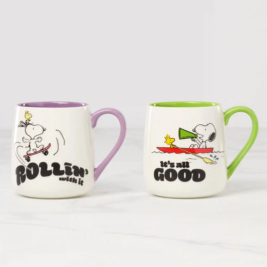 Peanuts Mugs Rollin'-All Good, Set of 2