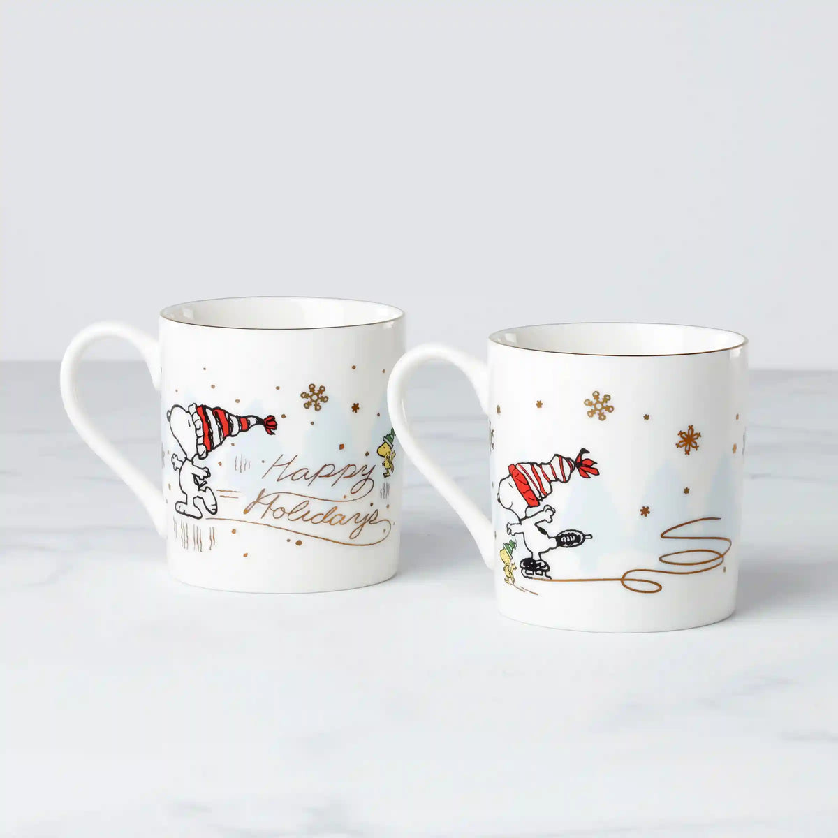Snoopy Skating Mugs, Set Of 2