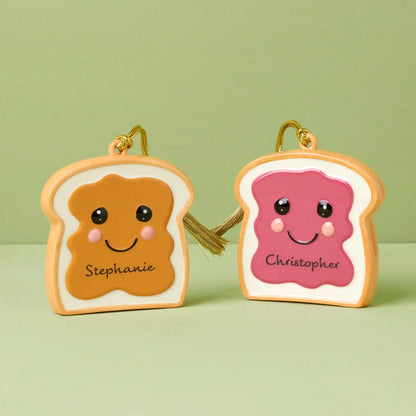 Personalized  2-Piece Peanut Butter & Jam Ornament Set