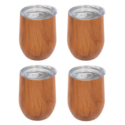 Insulated Woodgrain Wine Tumblers, Set of 4