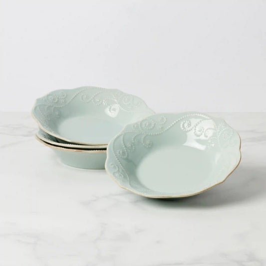 French Perle Ice Blue Pasta Bowls, Set of 4