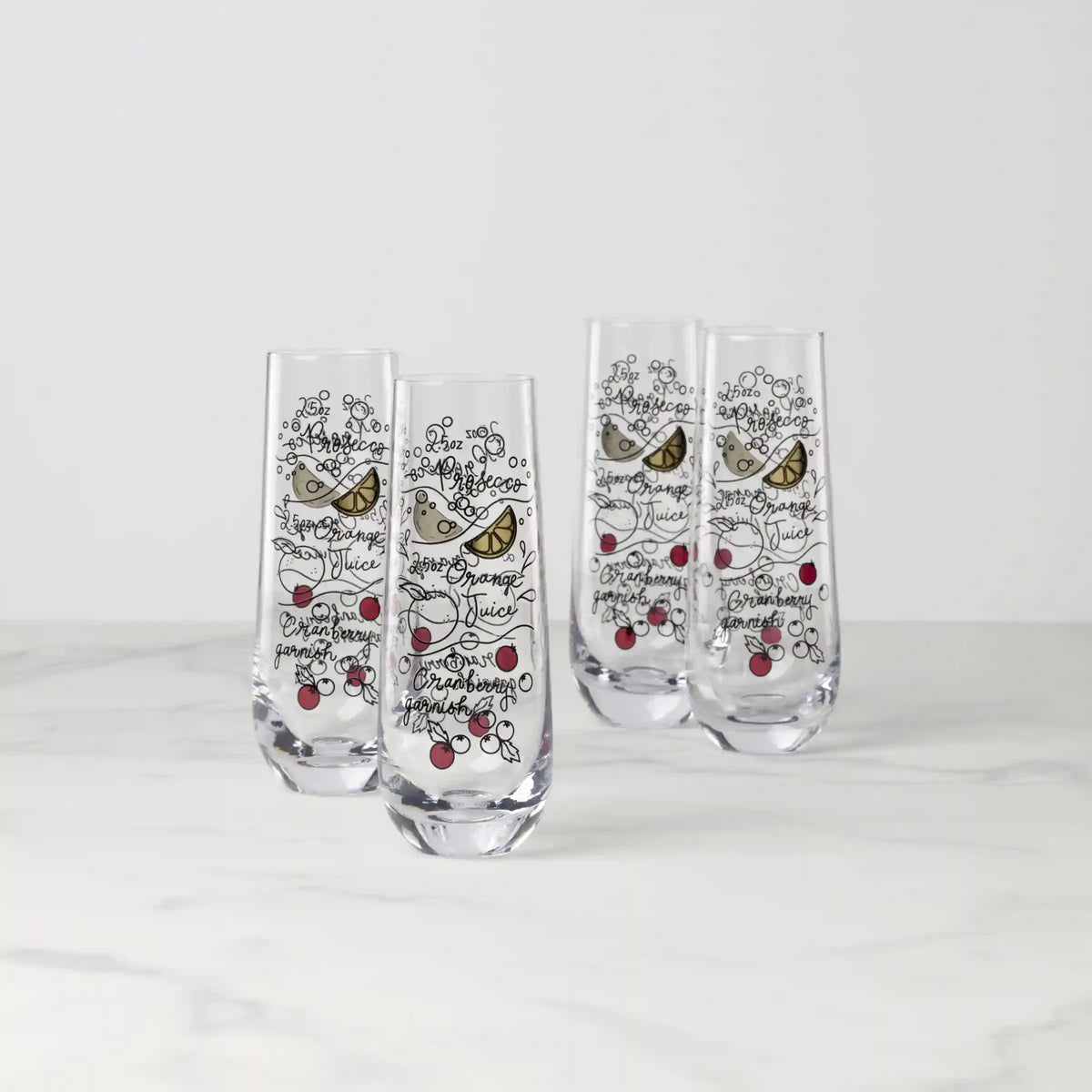 Make Merry Stemless Flute Glasses, Set of 4