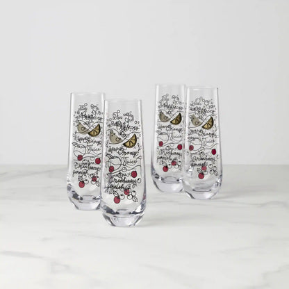 Make Merry Stemless Flute Glasses, Set of 4