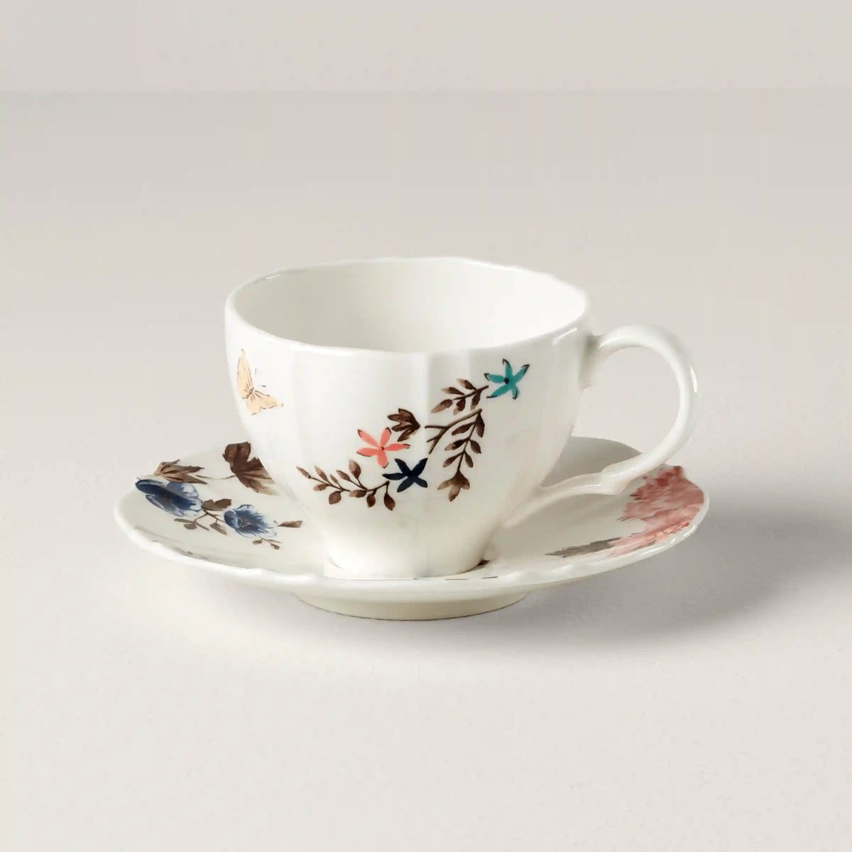 Sprig & Vine White Teacup & Saucer