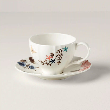 Sprig & Vine White Teacup & Saucer