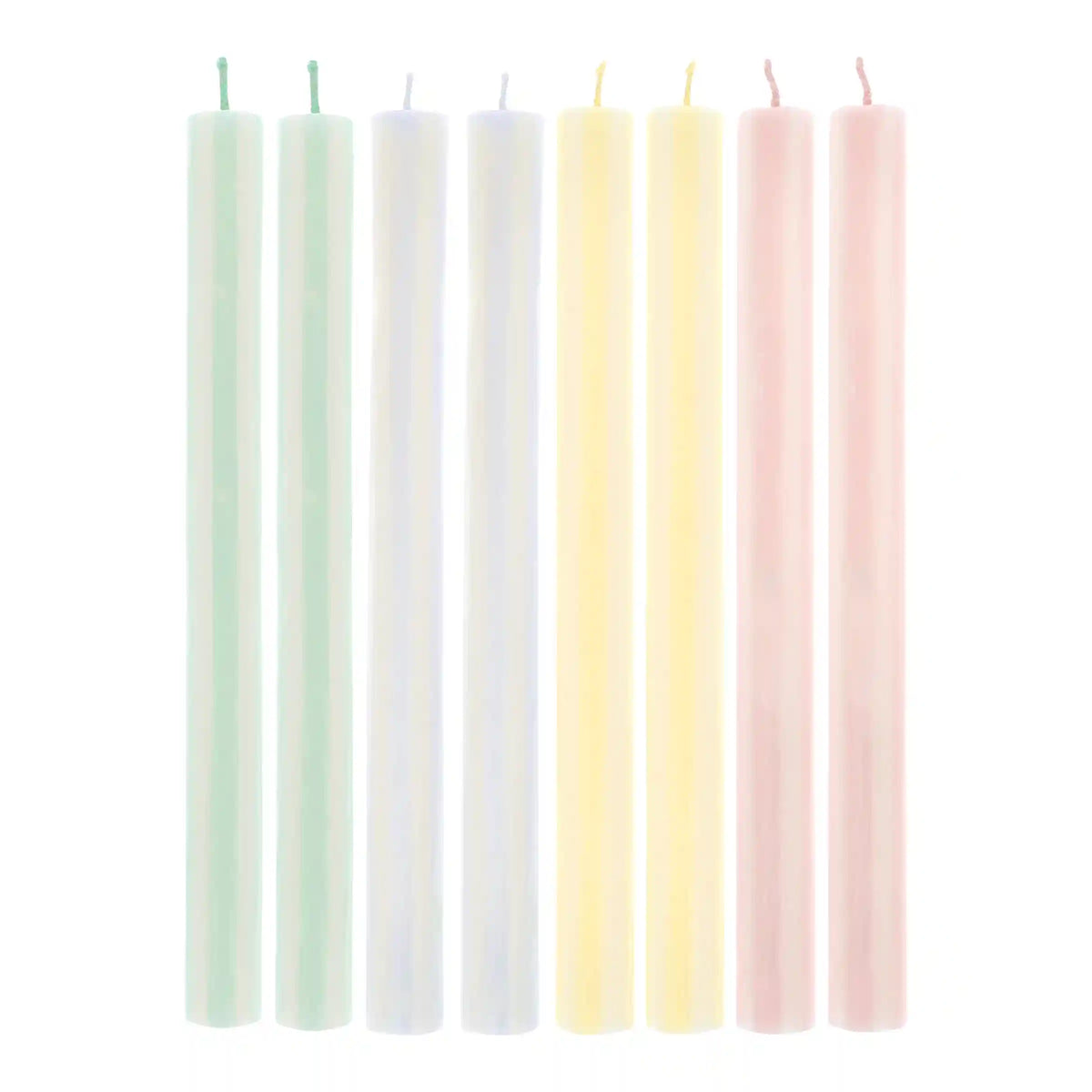 Pastel Striped Table Candles, Set of 8