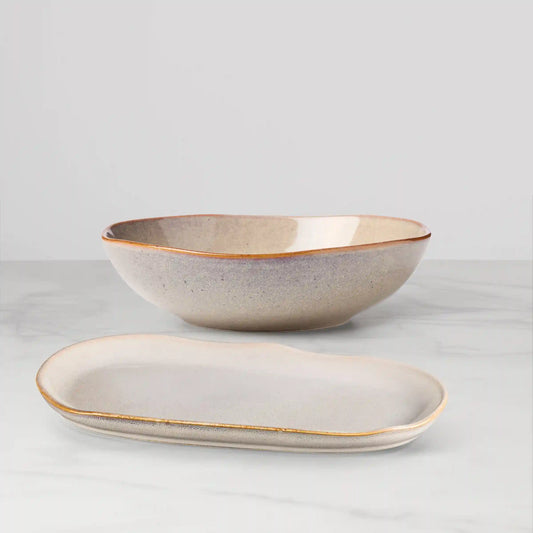 Organic Shades Oatmeal 2-Piece Serving Set