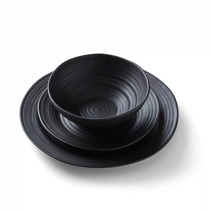 Ridge Black 12-Piece Dinnerware Set