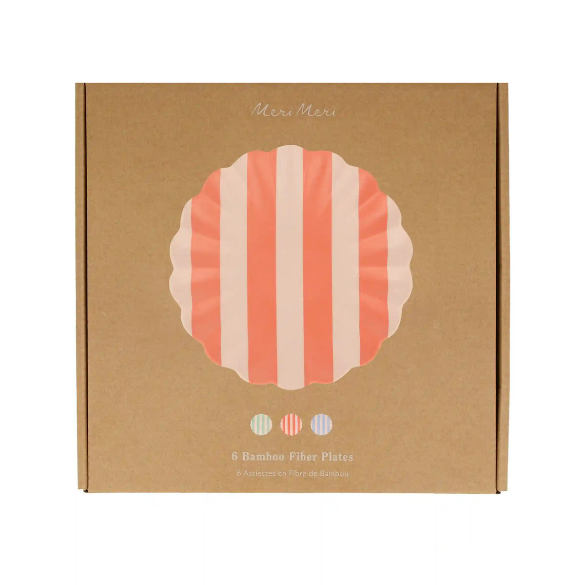 Stripey Assorted Bamboo Small Plates, Set of 6