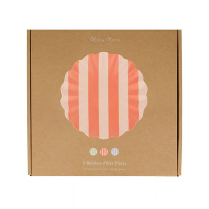 Stripey Assorted Bamboo Small Plates, Set of 6