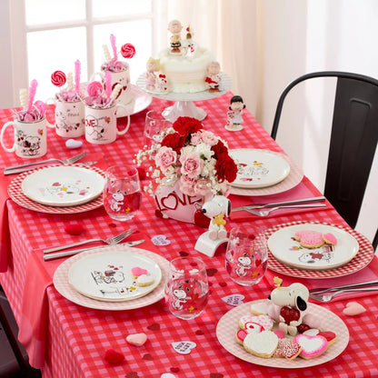 Gingham Pink Dinner Plates, Set of 4