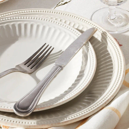 French Perle Groove White 24-Piece Dinnerware Set