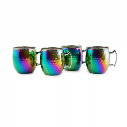 Hammered Rainbow Moscow Mule Mugs, Set of 4