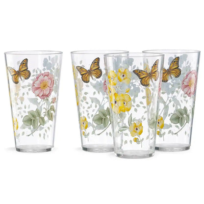 Butterfly Meadow Acrylic Highball Glasses, Set of 4