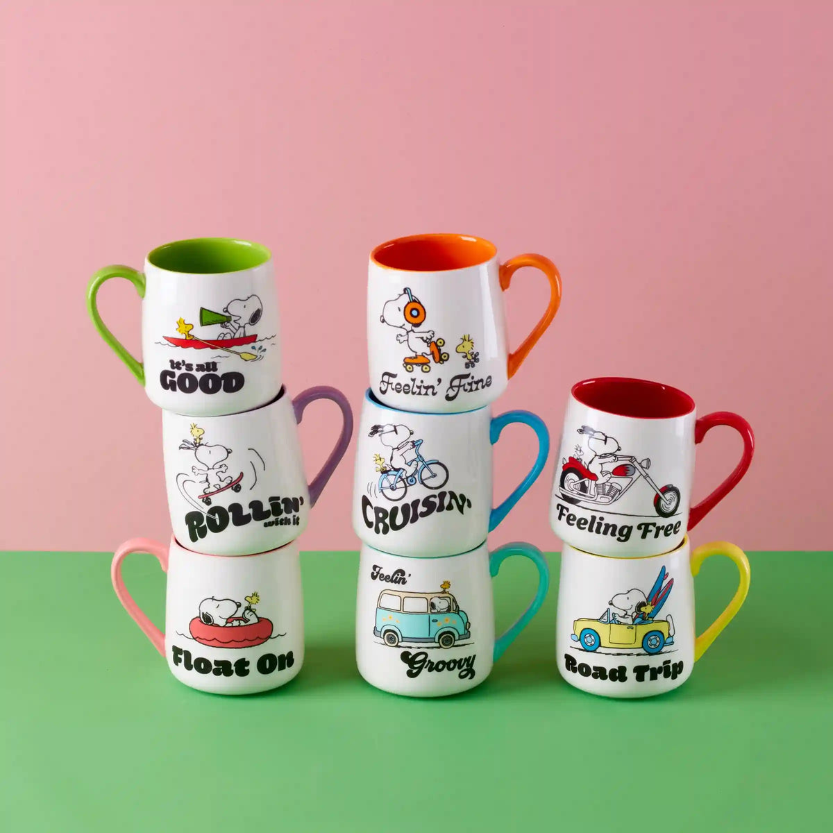 Peanuts Mugs Road Trip-Float On, Set of 2