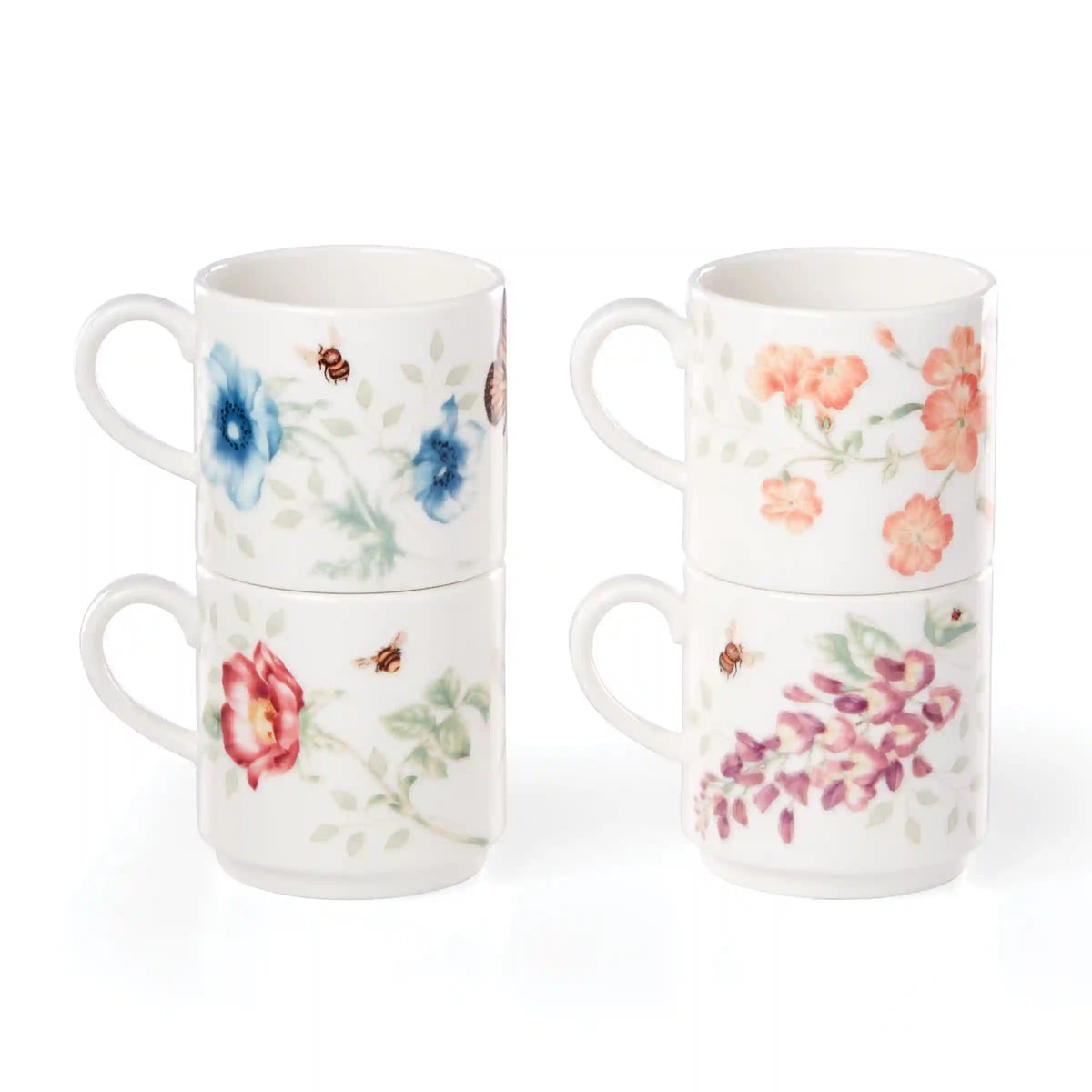 Butterfly Meadow 4-Piece Stacking Mug Set