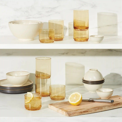 Tuscany Classics Stackable Amber Short Glasses, Set of 4