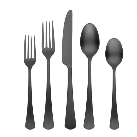 Morgan Black Satin 20-Piece Flatware Set