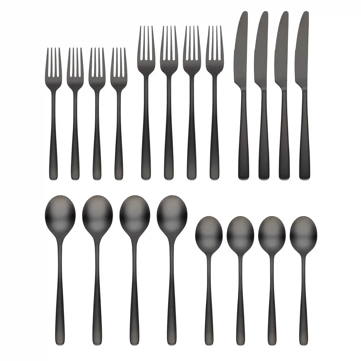 Rise Black Satin 20-Piece Flatware Set