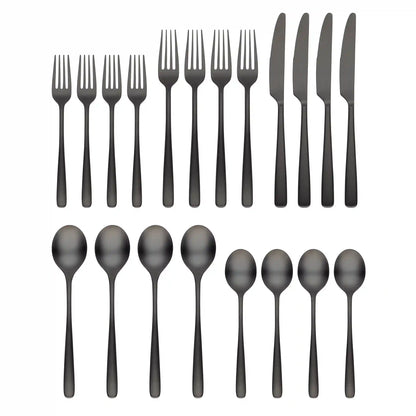 Rise Black Satin 20-Piece Flatware Set