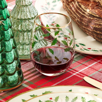 Holiday Stemless Wine Glasses, Set of 4